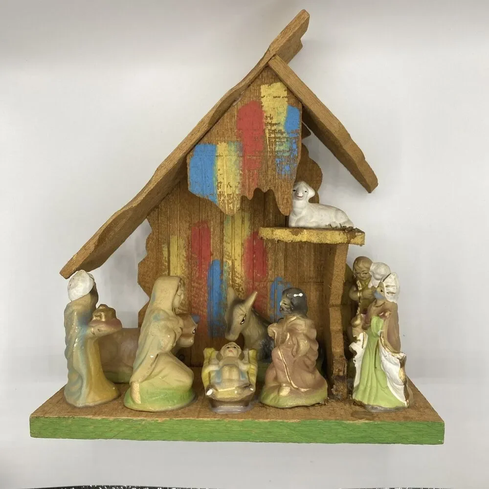 Vintage Christmas Nativity Manger Scene 8.5